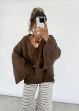 Load image into Gallery viewer, Through The Seasons V Neck Hoodie - Mocha