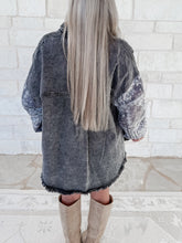 Load image into Gallery viewer, Can’t Back Out Paisley Quilted Denim Jacket - Charcoal