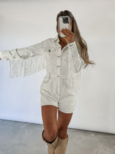 Load image into Gallery viewer, Desert Dancer Fringe Denim Romper