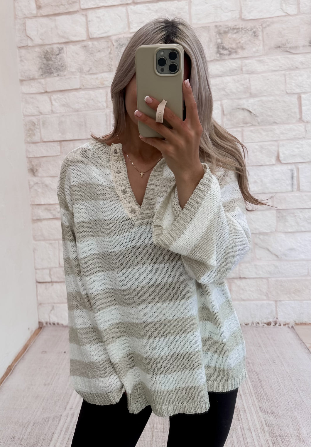 Jess Striped Henley Sweater