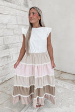 Load image into Gallery viewer, Tea Time Colorblock Tiered Midi Dress