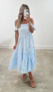 RESTOCK Millie Blue Checkered Midi Dress