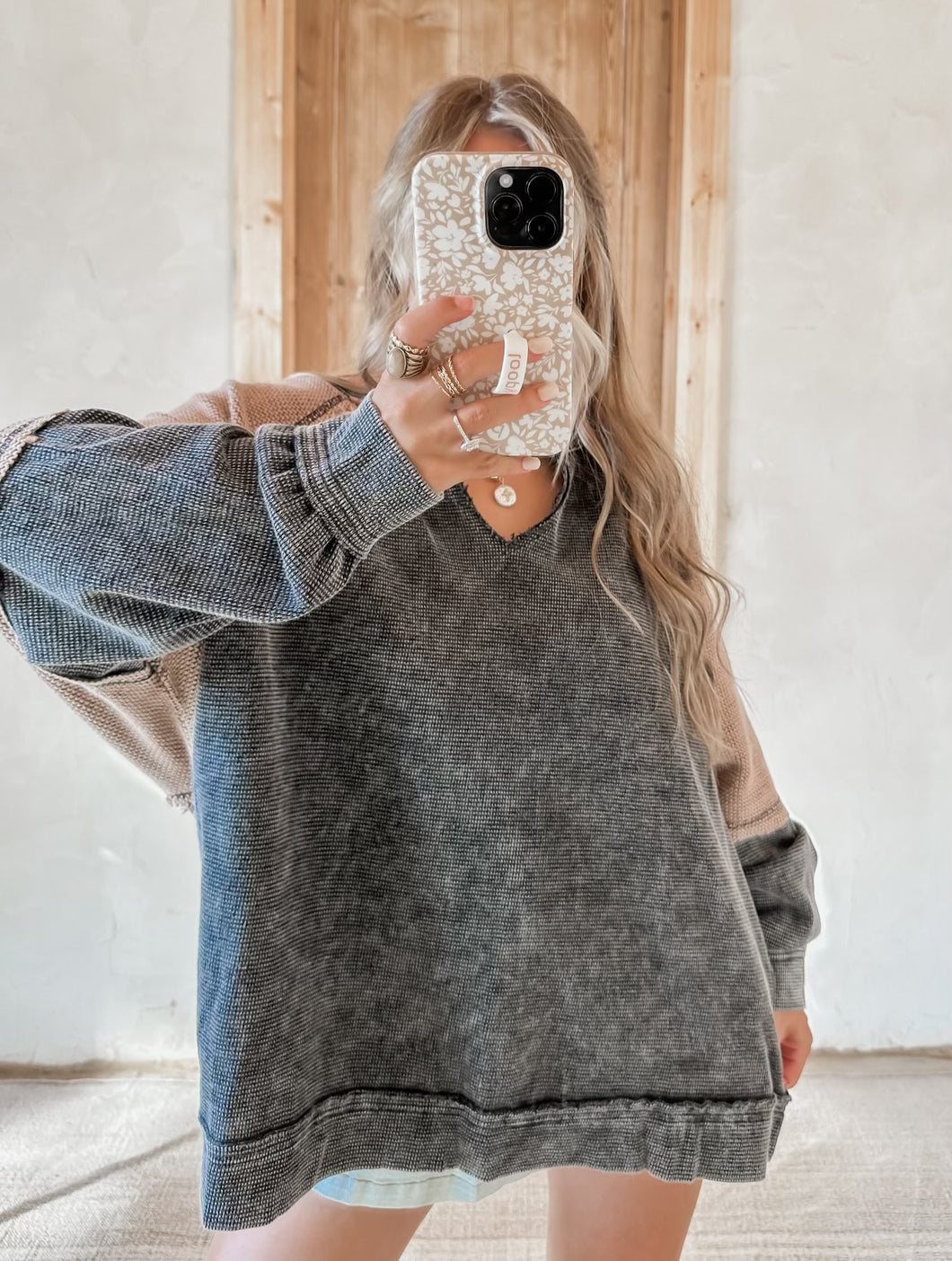 Georgia Oversized Contrast Stitch Top