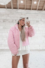 Load image into Gallery viewer, Romance In The Air Puffer Jacket - Pink/White