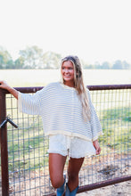 Load image into Gallery viewer, Prep Talk Thin Stripe Curly Edge Oversized Cardigan