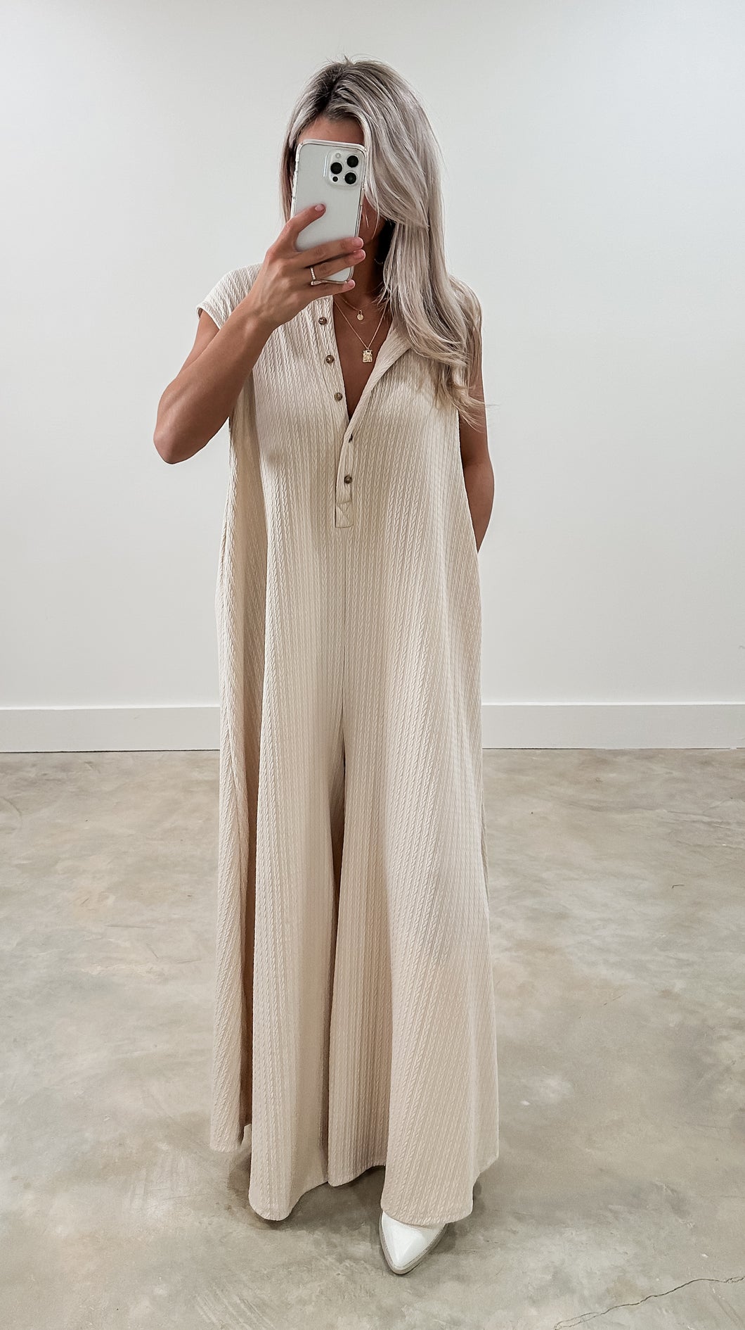Best Time Taupe Wide Leg Jumpsuit