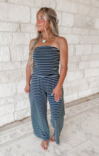 Load image into Gallery viewer, The Marina Striped Knit Tube Top and Pants Set - Navy/Sky