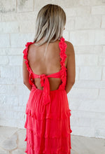 Load image into Gallery viewer, On The Coast Ruffle Coral Tiered Maxi (FINAL SALE)