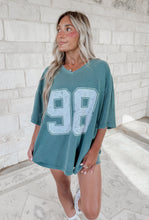Load image into Gallery viewer, 98 Varsity Style V-Neck Oversized Graphic Tee - Dark Teal
