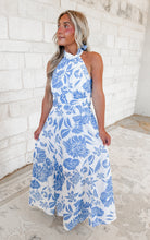 Load image into Gallery viewer, Lilian Floral Halter Maxi - Blue/White