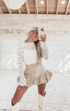 Load image into Gallery viewer, We Do It Best Denim Bubble Hem Mini Skirt - Beige