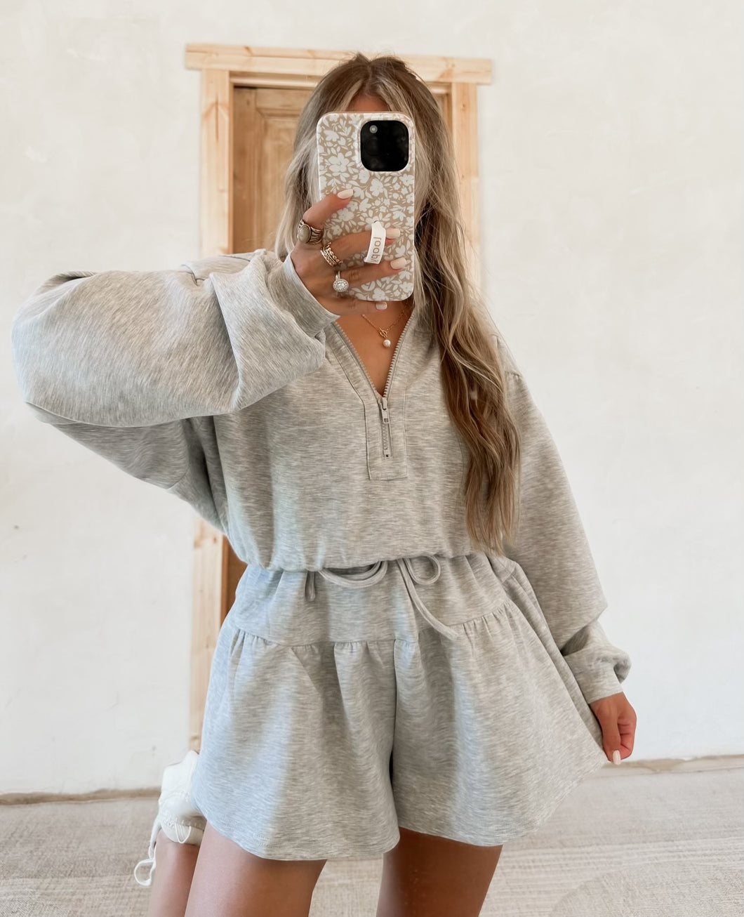 Kate Hooded Romper - h. grey