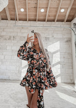 Load image into Gallery viewer, Kelsey Floral Black Belted Dress
