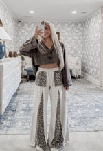 Load image into Gallery viewer, Don’t Hold Back Mineral Wash Leopard Print Flare Pants