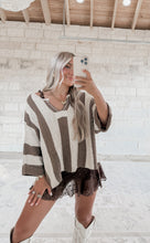 Load image into Gallery viewer, New York Nights Striped Brown Sweater