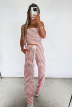 Load image into Gallery viewer, The Fun Part Multi Striped Tube Top &amp; Mid-Rise Wide Leg Multi Striped Sweatpants Set -  Lt Pink