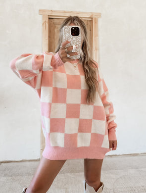 Gracelynn Oversized Checkered Sweater