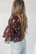 Load image into Gallery viewer, Sweetly Detailed Floral Tie-Front Peplum Top