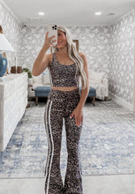 Load image into Gallery viewer, Catching Speed Leopard Print Crop Tank &amp; High Waist Flare Yoga Pant Set