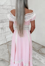 Load image into Gallery viewer, Southern Charm Off The Shoulder Pink Lace Maxi