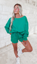 Load image into Gallery viewer, Dockside Lounge Boat Neck Sweatshirt &amp; Short Set - Kelly Green