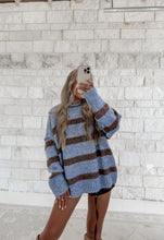 Load image into Gallery viewer, Easy Choice Fuzzy Boyfriend Fit Stripe Sweater