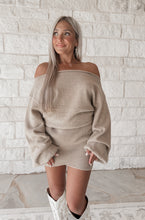 Load image into Gallery viewer, Time On My Hands Boat Neck Sweater Dress - Tan (FINAL SALE)