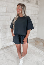 Load image into Gallery viewer, Fun Friday Crew Neck &amp; Short Set - Black