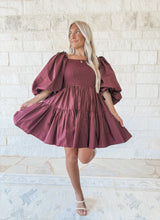 Load image into Gallery viewer, Make Time For It Brown Puff Sleeve Dress (FINAL SALE)