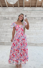Load image into Gallery viewer, Evening Glow Short Sleeve Floral Lace Midi Dress