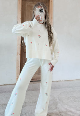 Love Freely Embroidered Sweater Set