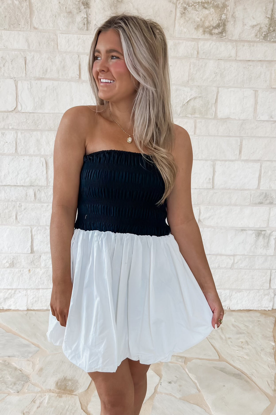 Date Night Bubble Hem Mini Dress (FINAL SALE) Date Night Bubble Hem Mini Dress (FINAL SALE)