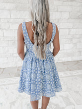 Load image into Gallery viewer, Little Moments Embroidered Blue Mini Dress