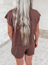 Load image into Gallery viewer, New Day Ahead Cap Sleeve Boxy Top and Short Set - Chocolate