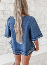 Load image into Gallery viewer, Sarah Embroidered Denim Top and Shorts Set