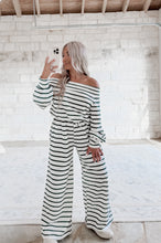 Load image into Gallery viewer, Best Foot Forward Off The Shoulder Striped Terry Jumpsuit - Green