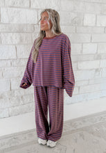 Load image into Gallery viewer, Meet Me There Striped Long Sleeve and Wide Leg Pants Casual Set