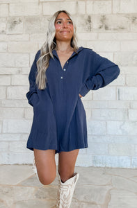 Jenny Navy Linen Romper