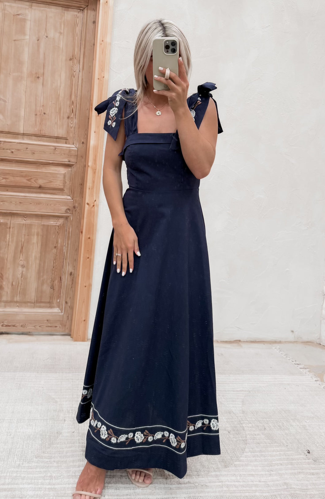 Close To You Navy Embroidered Maxi