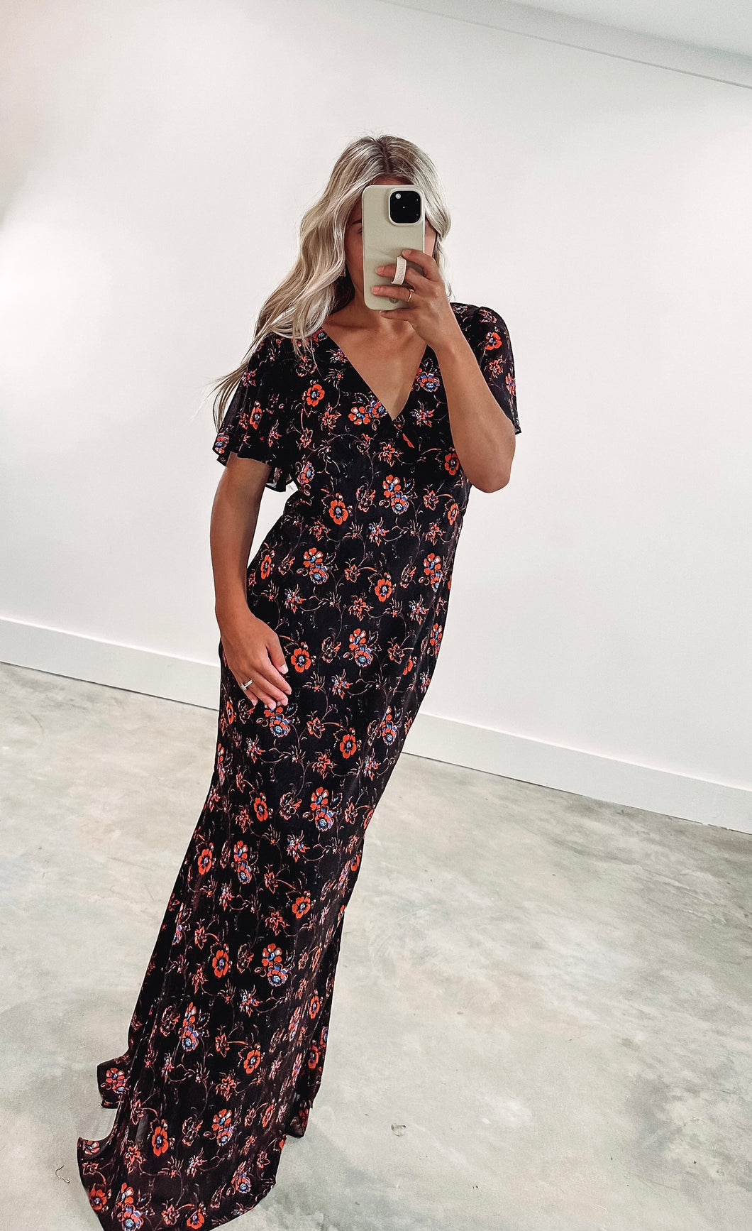 Midnight Talk Flutter Sleeve Maxi (FINAL SALE)