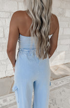 Load image into Gallery viewer, Never Look Better Mineral Wash Strapless Cargo Jumpsuit