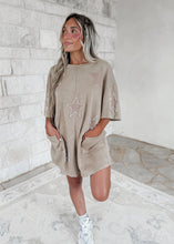 Load image into Gallery viewer, Starry Nights Soft Knit Star Patch Pearl Detail Romper - Latte