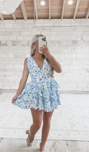 Load image into Gallery viewer, The Waves Are Calling Blue Floral Mini Dress