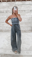 Load image into Gallery viewer, I Didn’t Think So Denim Strapless Jumpsuit - Charcoal