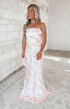 Load image into Gallery viewer, Blissful Garden Printed Jacquard Pleated Bodice Detail Mermaid Maxi Dress