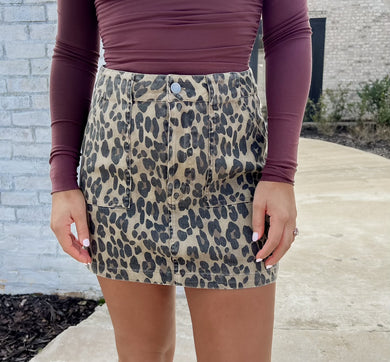 Wild Wish Leopard Mini Skirt