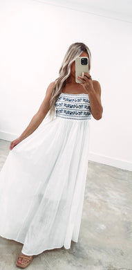 Kind Words Blue Embroidered Maxi