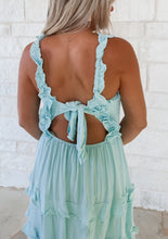 Load image into Gallery viewer, On The Coast Ruffle Dusty Blue Tiered Maxi (FINAL SALE)