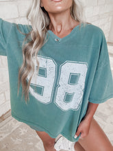 Load image into Gallery viewer, 98 Varsity Style V-Neck Oversized Graphic Tee - Dark Teal