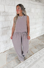 Load image into Gallery viewer, Upscale Chic Gingham Linen Scoop Neck Tank &amp; Wide Leg Pant Set